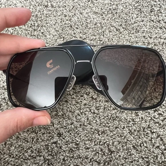 NEW Carrera Black & Gunmetal Aviator Sunglasses with Hard Case - Picture 6 of 6